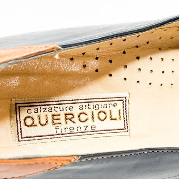 🍋 Quercioli • Authentic Women’s Two-Tone Handmade Leather Pumps Size 36.5 - Picture 8 of 8